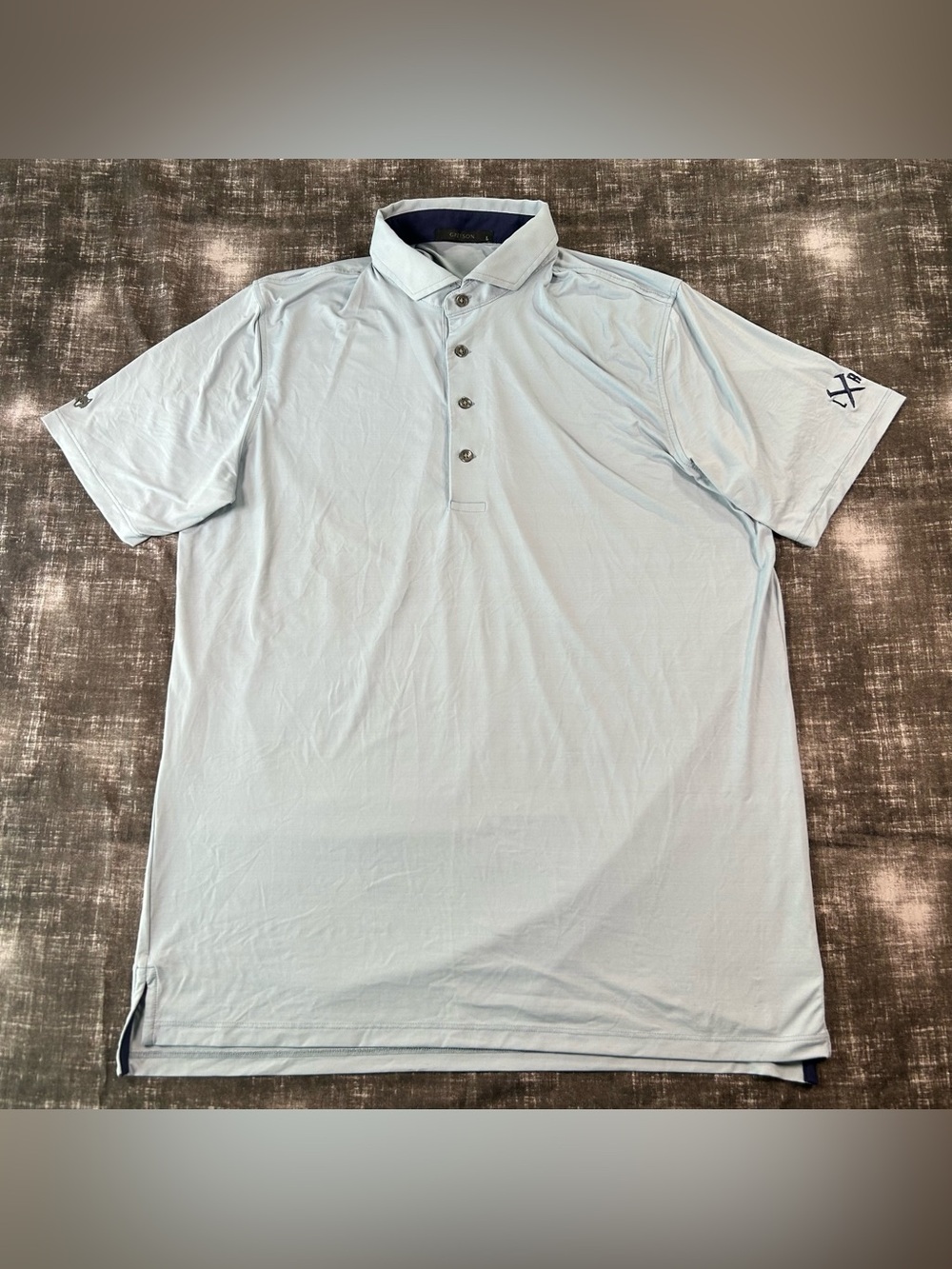 Greyson Wolf Polo Mens Large Pale Blue Golf  Performance Moisture Wicking Shirt